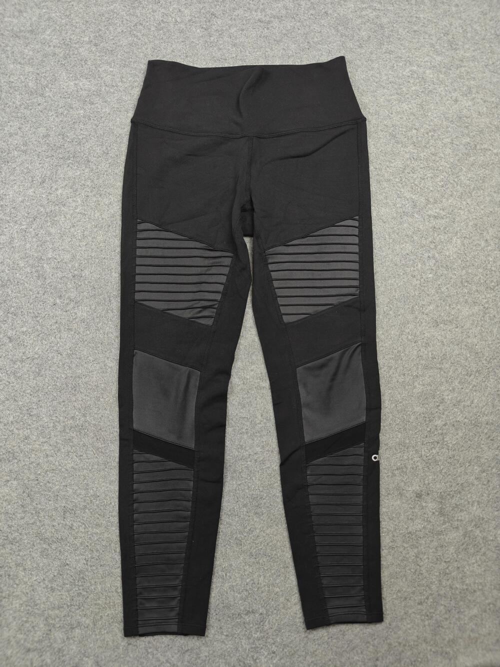 Alo Leggings Womens Medium Black Moto High Rise Ankle Yoga Athletic Pants